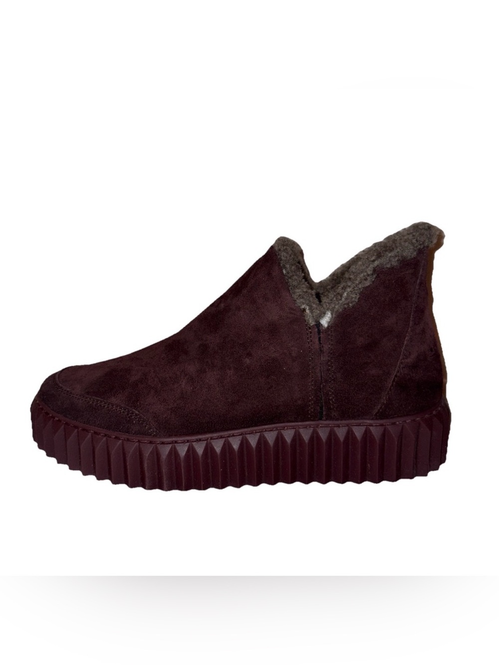 NWT VOILE BLANCHE Luna Genuine Shearling Lined Bootie in Dark Burgundy